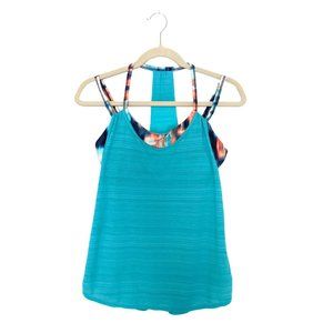 Zella Tank Top with Built-in Sports Bra, Teal Green, Size S